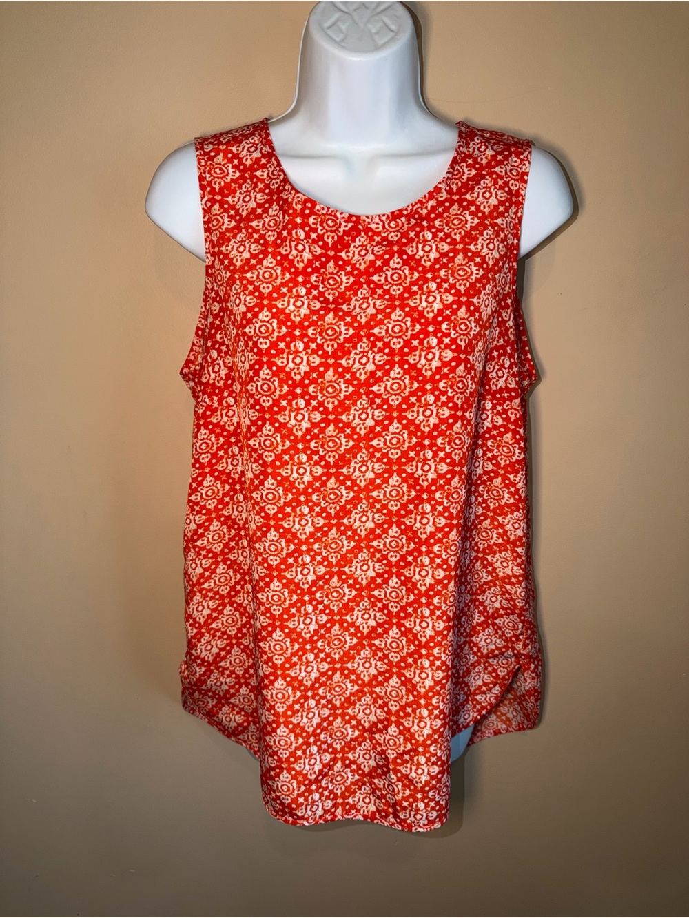 Michael Kors Women's Orange Sleeveless Zip Back Tank Blouse